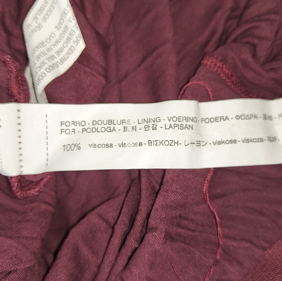 Zara Burgundy Red Top Size M Medium UK 14 16 Sheer Longline Mesh Side Slits - Picture 6 of 8